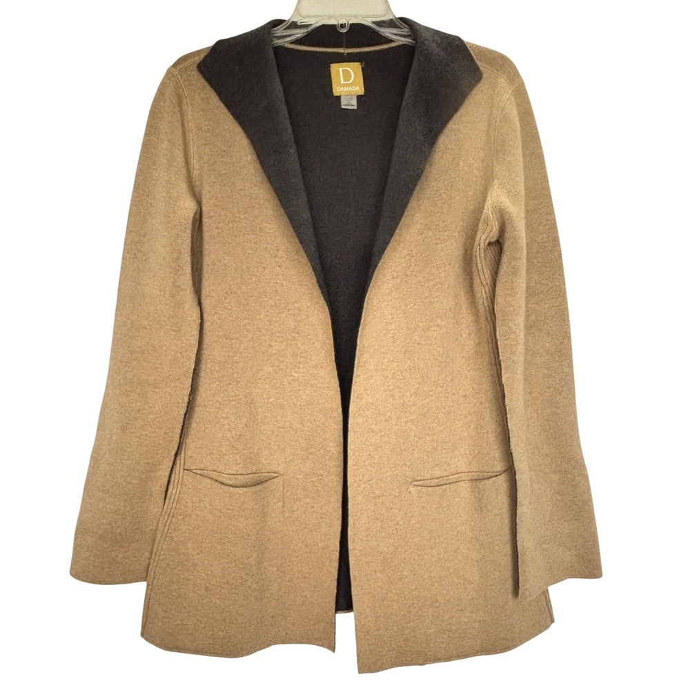 Damask Structured Knit Coatigan Camel Minimalist Quiet Luxury Capsule Layer S